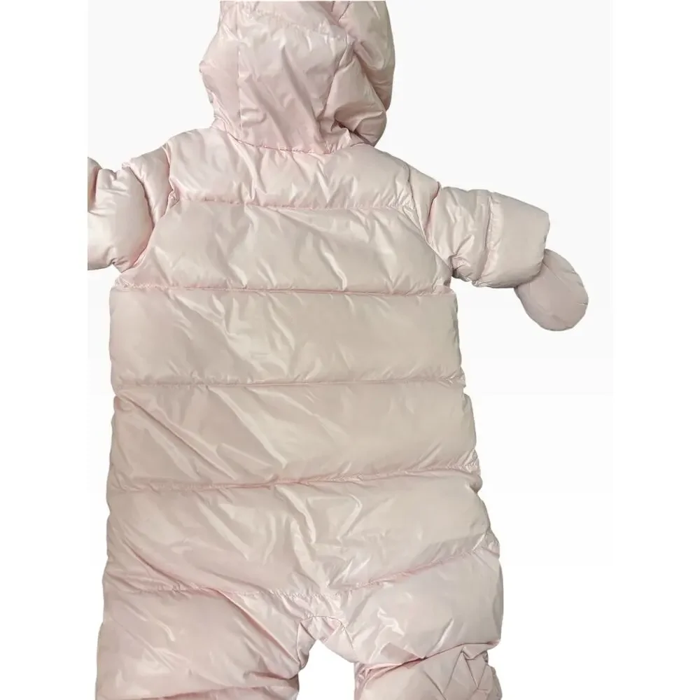 Ralph Lauren Baby Girls Pink Puffer Snowsuit 3M Hooded Footed Bunting